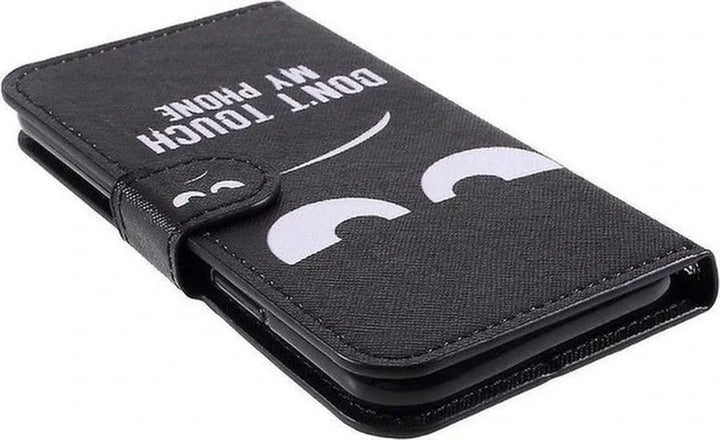 iPhone 11 Pro Max Hoesjes – Bookcase Portemonnee Hoes – Magneetsluiting – Print Don't Touch My Phone – Zwart-Ilumina Benelux