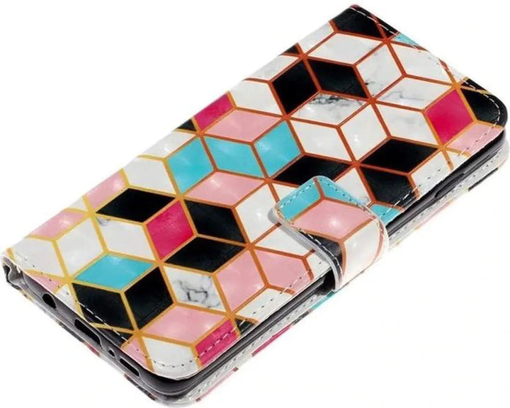 iPhone X Hoesjes – Bookcase – Print Check – Magneetsluiting – Zwart-Ilumina Benelux