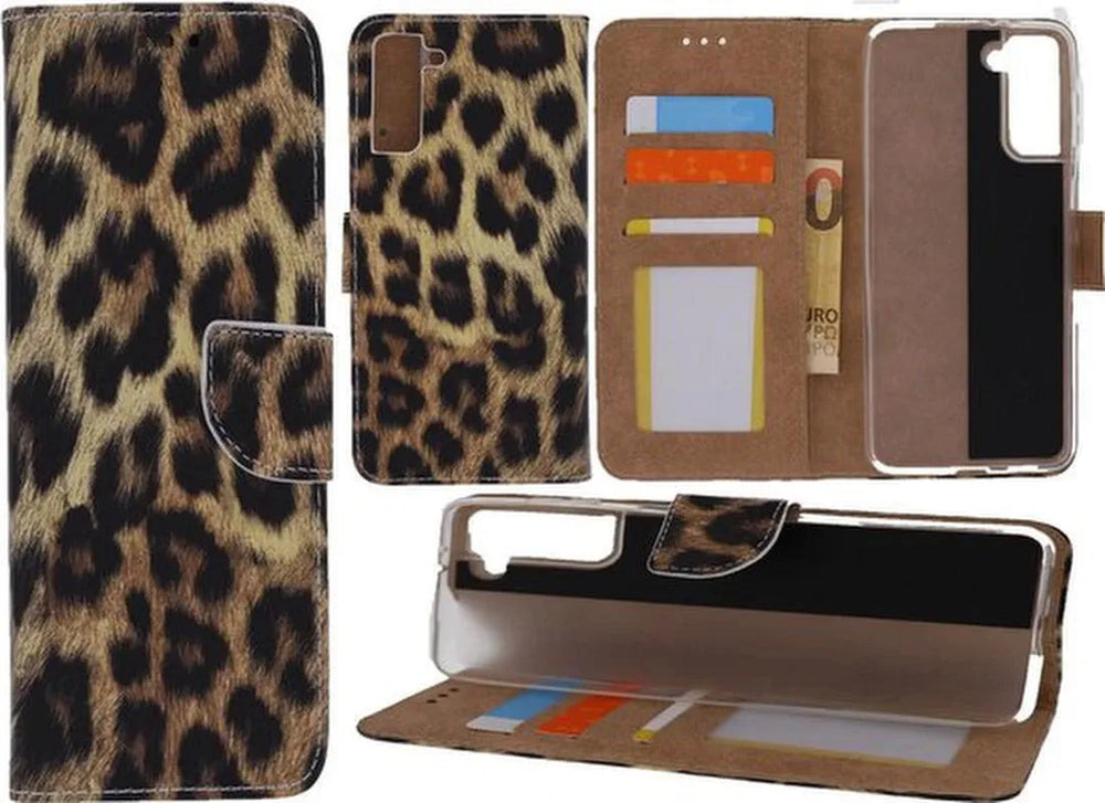 Samsung Galaxy S21+ 5G Hoesjes – Portemonnee Hoes – Pasjeshouder – Magneetsluiting – Luipaard-Ilumina Benelux