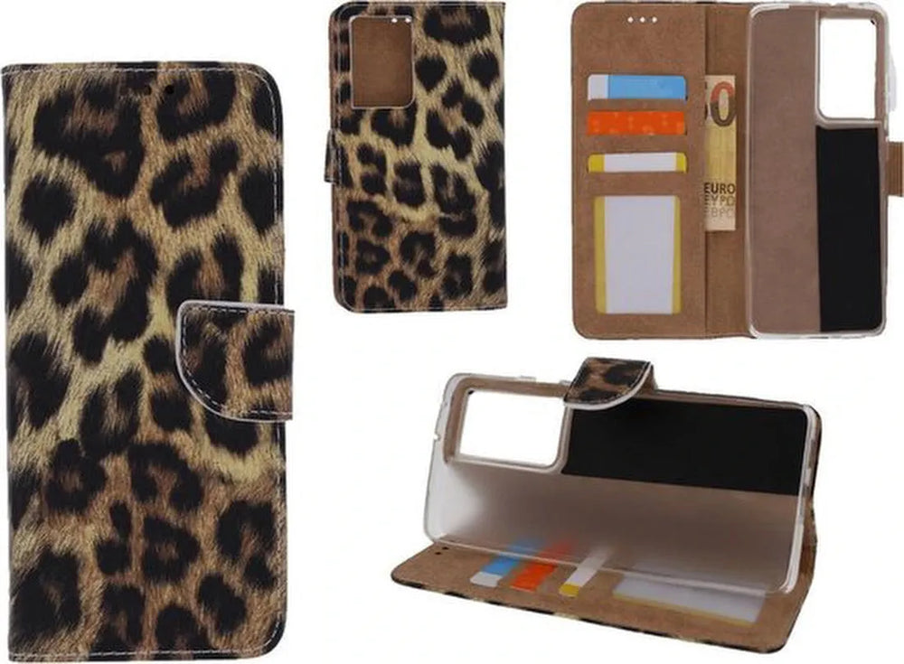 Samsung Galaxy S21 Ultra 5G Hoesjes – Portemonnee Hoes – Pasjeshouder – Luipaardprint – Bookcase-Ilumina Benelux