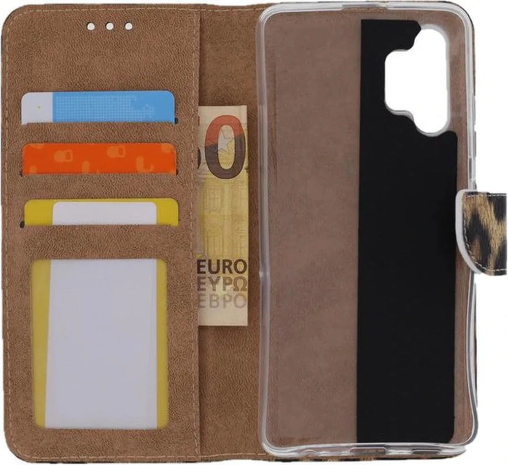Samsung Galaxy A32 4G Hoesjes – Portemonnee Bookcase – Luipaard – 2x Gehard Glas Screenprotector – Magneetsluiting-Ilumina Benelux