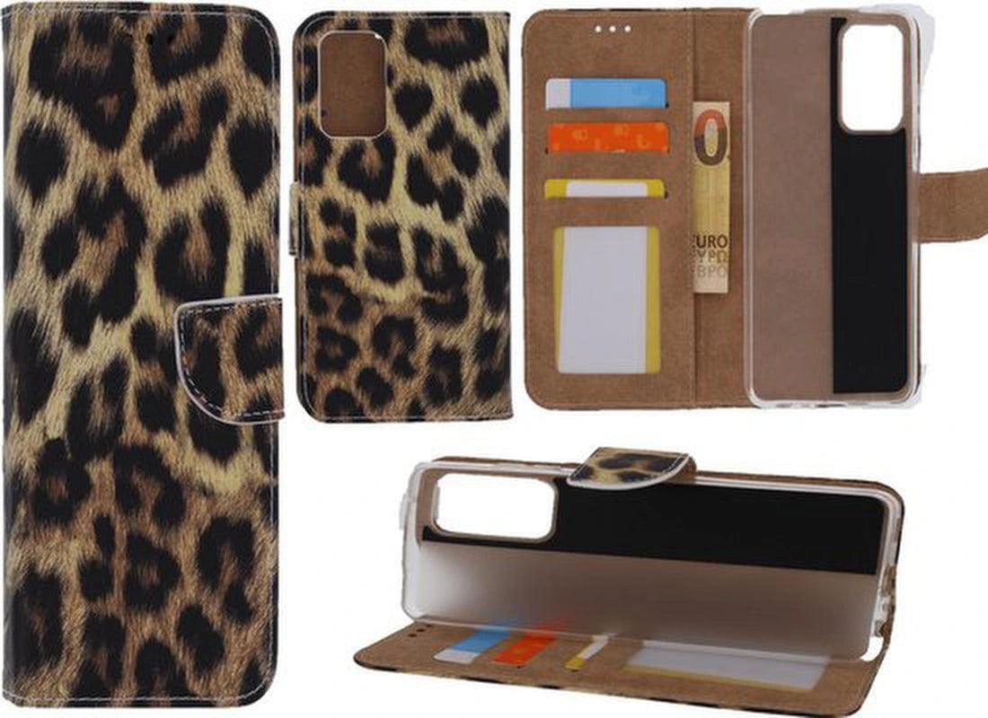 Samsung Galaxy A72 Hoesjes – Bookcase Portemonnee Hoes – Pasjeshouder – Magneetsluiting – Luipaard