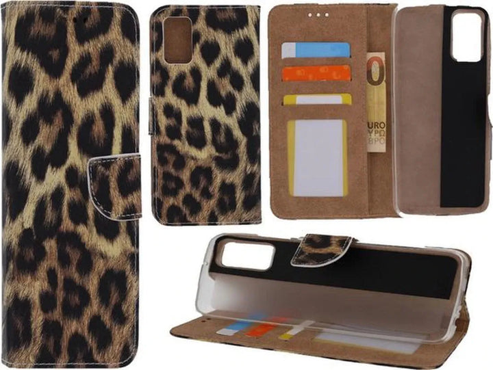 Samsung Galaxy A02s Hoesjes – Bookcase Portemonnee Hoes – Pasjeshouder – Magneetsluiting – Luipaard-Ilumina Benelux