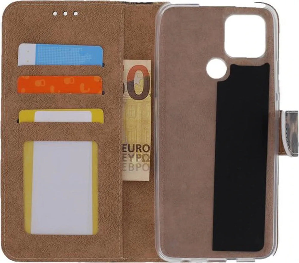 Oppo A15 Hoesjes – Portemonnee Hoes – Pasjeshouder – Magneetsluiting – Luipaard-Ilumina Benelux