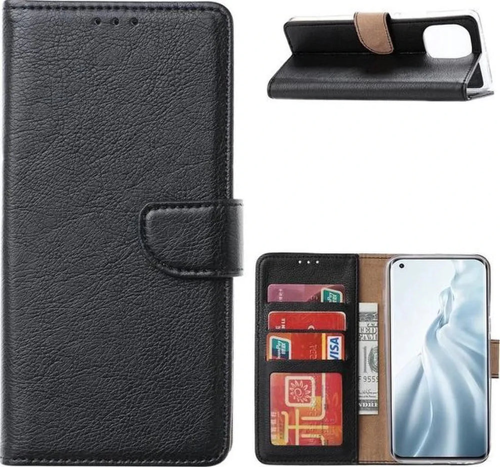 Xiaomi Mi 11 Hoesjes – Portemonnee Hoes – Pasjeshouder – Magneetsluiting – Zwart-Ilumina Benelux