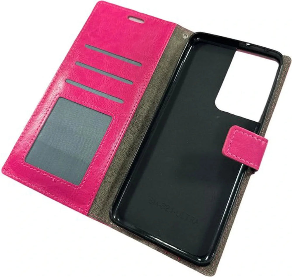 Samsung Galaxy S21 Ultra 5G Hoesjes – Portemonnee Hoes – Pasjeshouder – Magneetsluiting – Roze-Ilumina Benelux