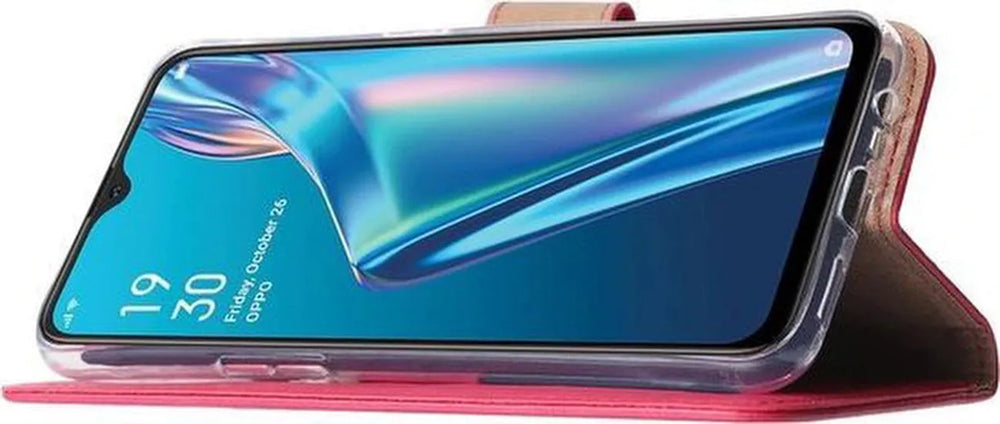 Oppo A12/A12S Hoesjes – Bookcase Portemonnee Hoes – Magneetsluiting – Inclusief 2x Screenprotector – Roze-Ilumina Benelux