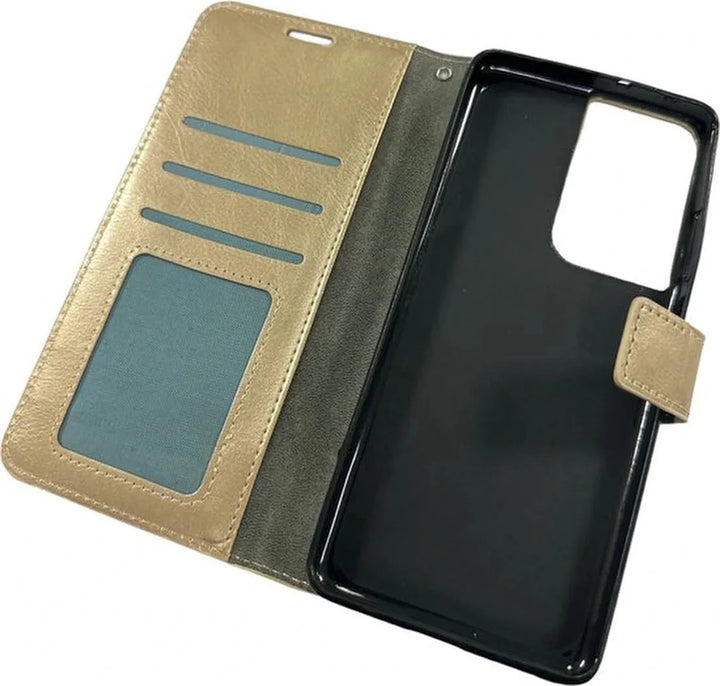 Samsung Galaxy S21 Ultra 5G Hoesjes – Portemonnee Hoes – Pasjeshouder – Magneetsluiting – Goud-Ilumina Benelux