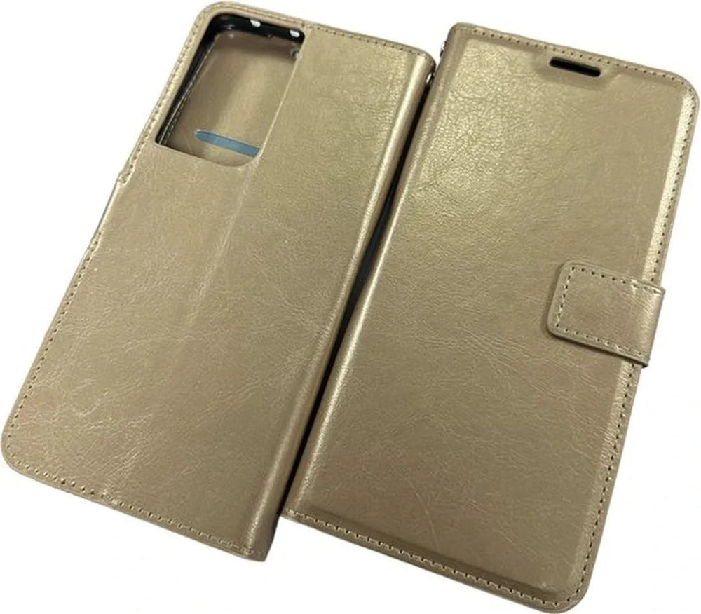 Samsung Galaxy S21 Ultra 5G Hoesjes – Portemonnee Hoes – Pasjeshouder – Magneetsluiting – Goud-Ilumina Benelux