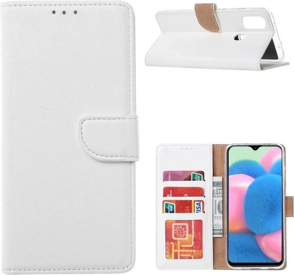 Samsung Galaxy M31S Hoesjes – Portemonnee Hoes – Pasjeshouder – Magneetsluiting – Wit-Ilumina Benelux