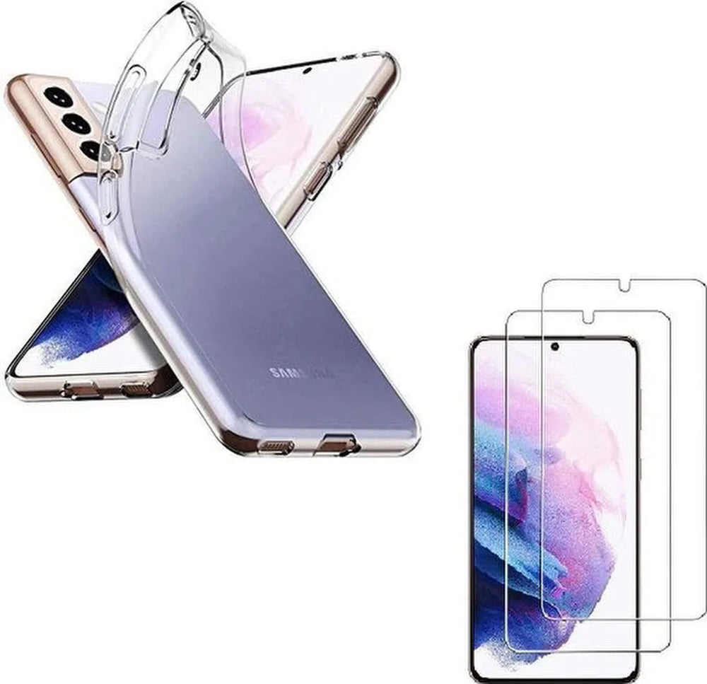 Samsung Galaxy S21 Plus Hoesjes – Transparante TPU Siliconen Backcover – Soft Case – Inclusief 2x Screenprotector-Ilumina Benelux