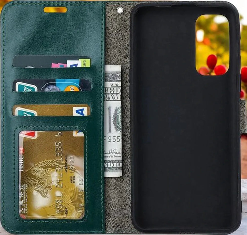 Samsung Galaxy S20 FE Hoesjes – Portemonnee Hoes – Pasjeshouder – 2x Gehard Glas Screenprotector – Groen-Ilumina Benelux