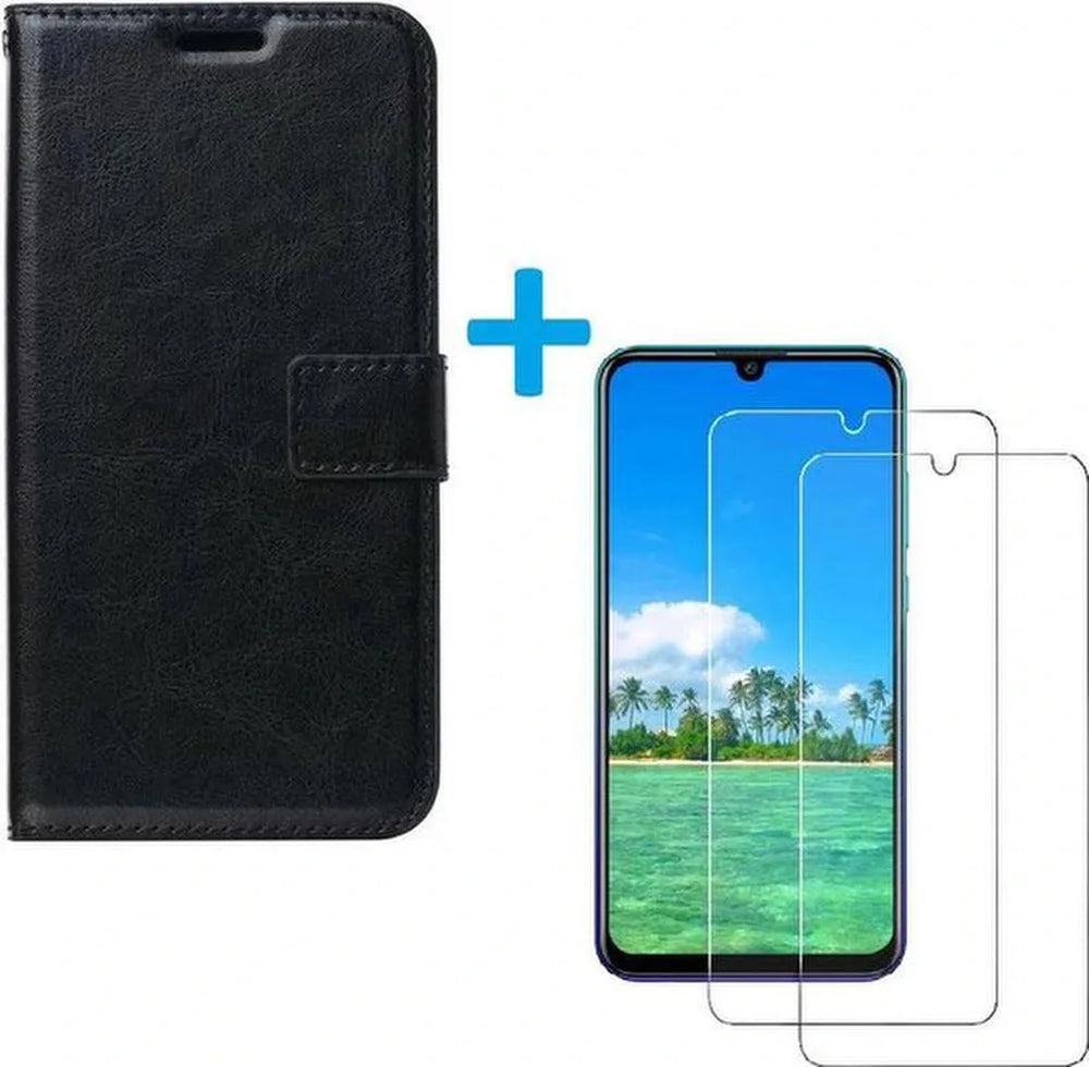 Huawei Y5p Hoesjes – Portemonnee Hoes – Pasjeshouder – 2x Screenprotector – Zwart-Ilumina Benelux
