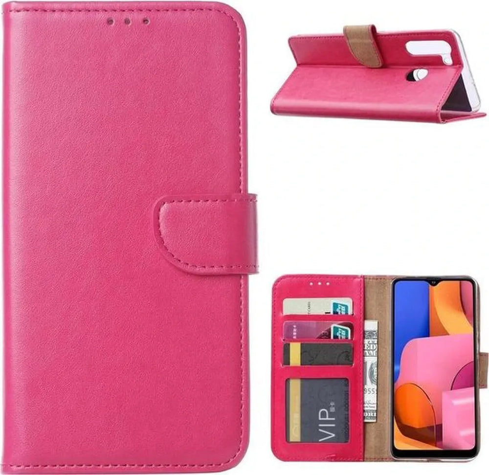 Samsung Galaxy M11 Hoesjes – Portemonnee Hoes – Pasjeshouder – 2x Gehard Glas Screenprotector – Roze-Ilumina Benelux