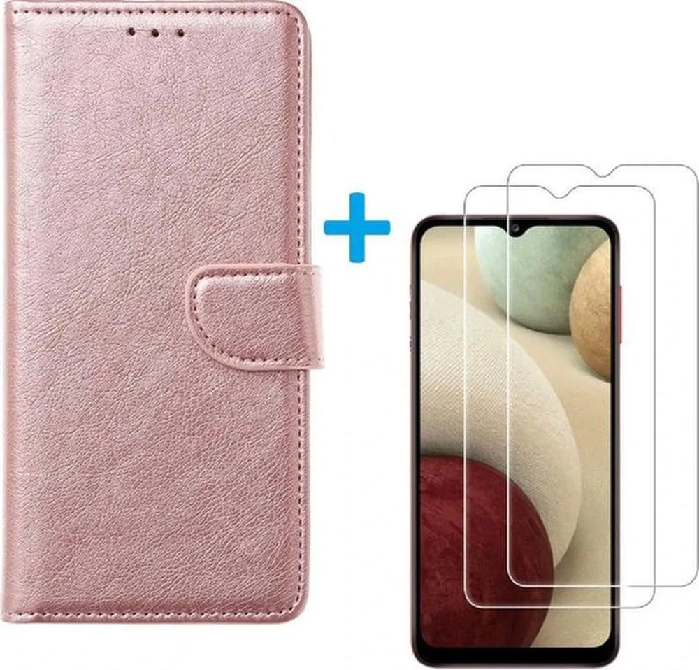 Oppo A12/A12S Hoesjes – Bookcase Portemonnee Hoes – Magneetsluiting – Inclusief 2x Screenprotector – Roségoud-Ilumina Benelux