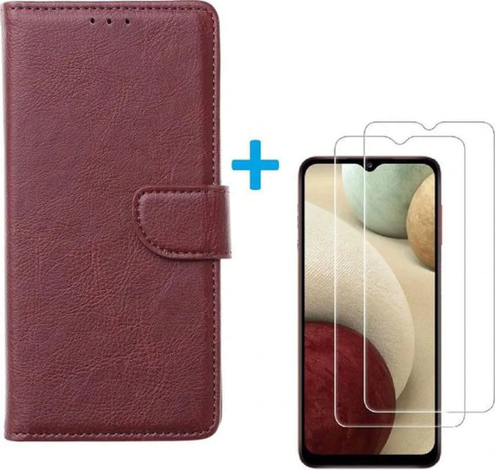 Oppo A12/A12S Hoesjes – Bookcase Portemonnee Hoes – Magneetsluiting – 2x Screenprotector – Bordeaux-Ilumina Benelux