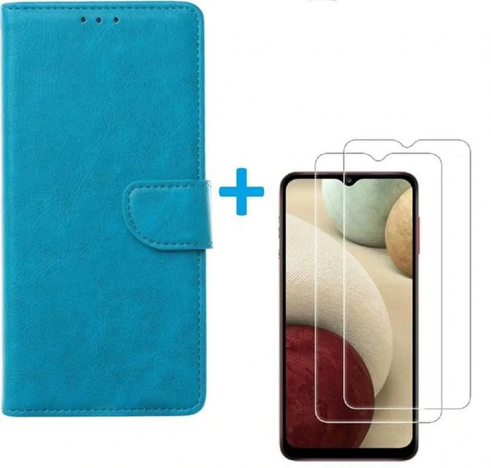 Samsung Galaxy A32 5G Hoesjes – Portemonnee Bookcase – Pasjeshouder – 2x Gehard Glas Screenprotector – Turquoise-Ilumina Benelux