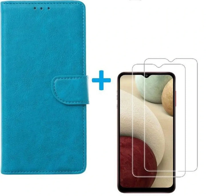 Samsung Galaxy A32 5G Hoesjes – Portemonnee Bookcase – Pasjeshouder – 2x Gehard Glas Screenprotector – Turquoise-Ilumina Benelux