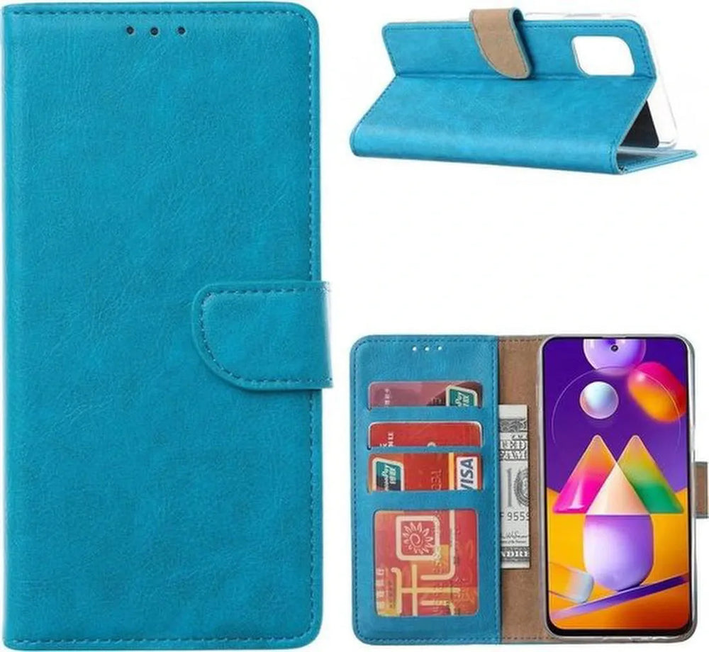 Samsung Galaxy A32 5G Hoesjes – Portemonnee Bookcase – Pasjeshouder – 2x Gehard Glas Screenprotector – Turquoise-Ilumina Benelux