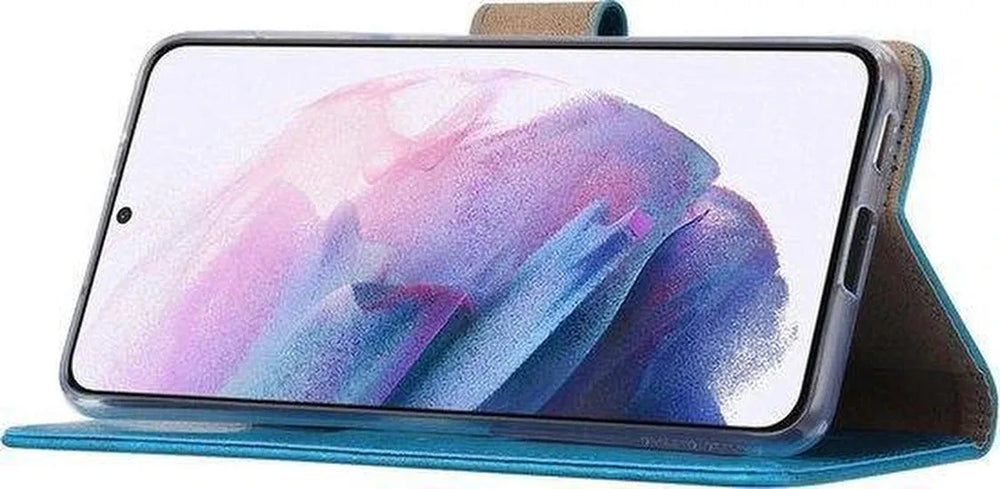 Samsung Galaxy S21 Ultra 5G Hoesjes – Portemonnee Hoes – Pasjeshouder – 2x Gehard Glas Screenprotector – Turquoise-Ilumina Benelux