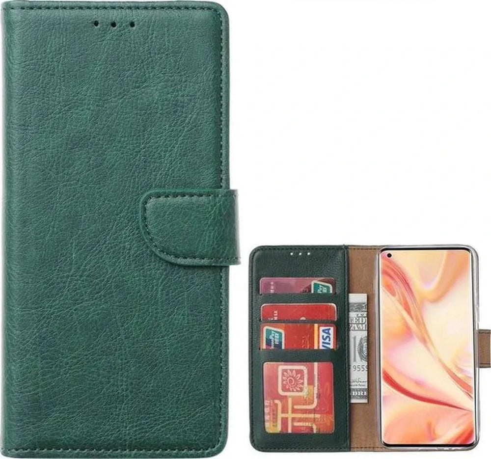 Motorola Moto G 5G Hoesjes – Bookcase Portemonnee – Pasjeshouder – 2x Screenprotector – Groen-Ilumina Benelux