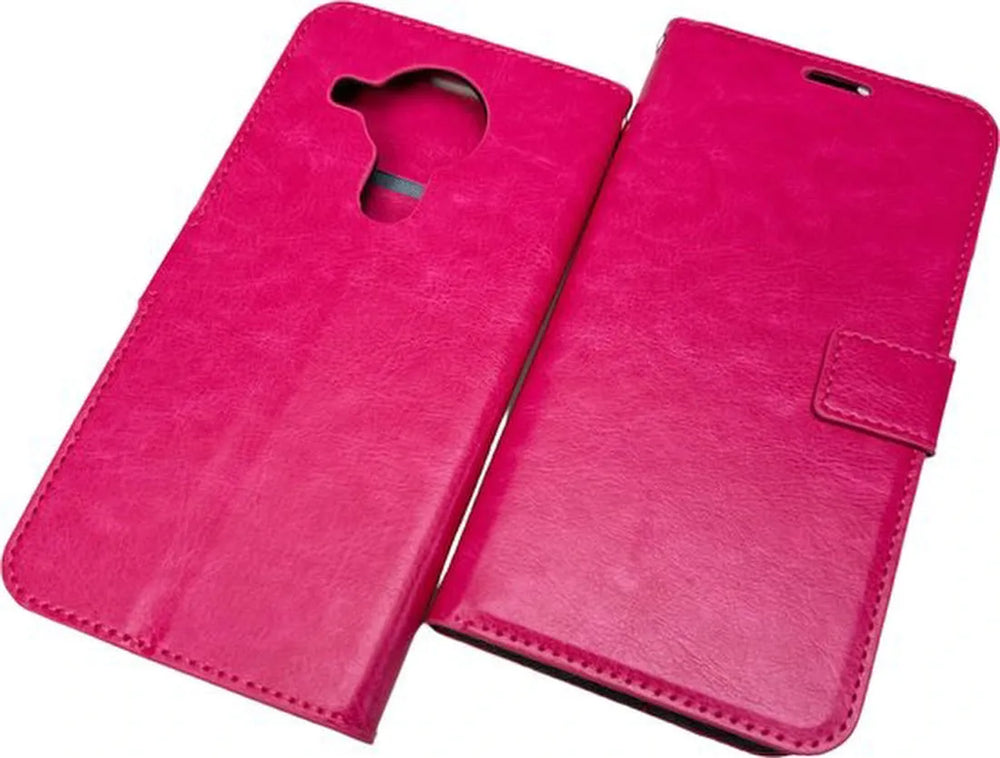 Nokia 5.4 / 3.4 Hoesjes – Bookcase Portemonnee Hoes – Pasjeshouder – 2x Screenprotector – Roze-Ilumina Benelux