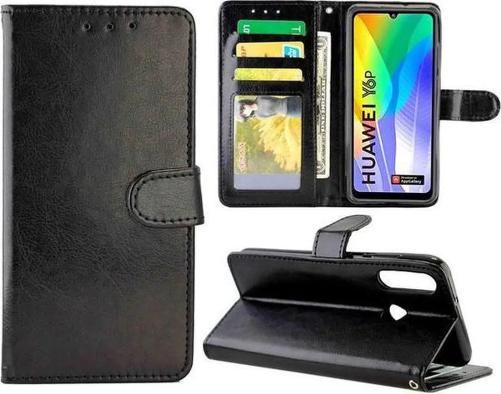 Huawei Y6p Hoesjes – Portemonnee Hoes – Bookcase – Pasjeshouder – Zwart-Ilumina Benelux