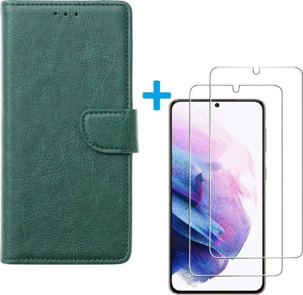 Samsung Galaxy S21 Ultra 5G Hoesjes – Portemonnee Hoes – Pasjeshouder – 2x Gehard Glas Screenprotector – Groen-Ilumina Benelux