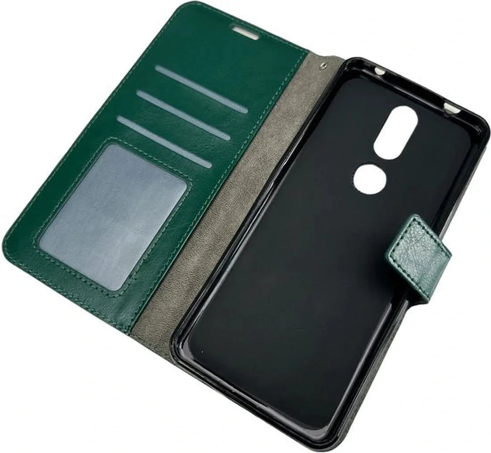 Nokia 2.4 Hoesjes – Bookcase Portemonnee Hoes – Pasjeshouder – Magneetsluiting – Groen-Ilumina Benelux