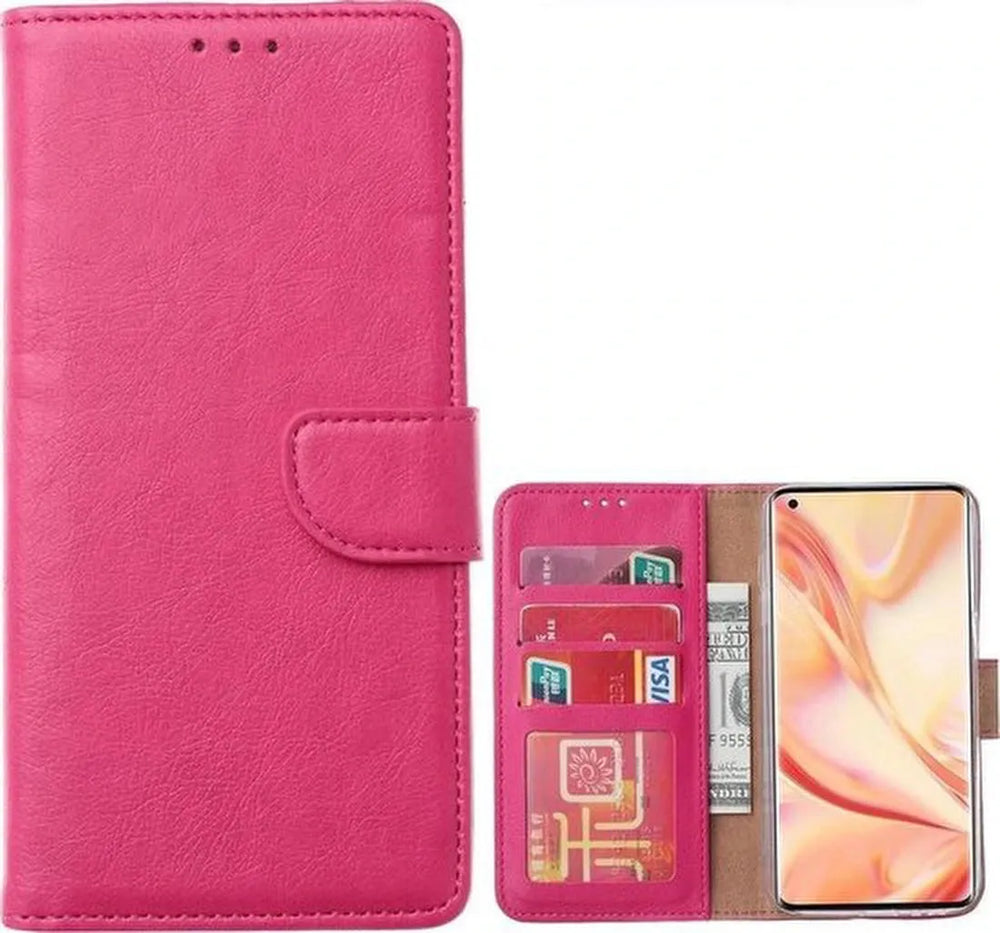 Motorola Moto G 5G Hoesjes – Bookcase Portemonnee – Magneetsluiting – 2x Screenprotector – Roze-Ilumina Benelux