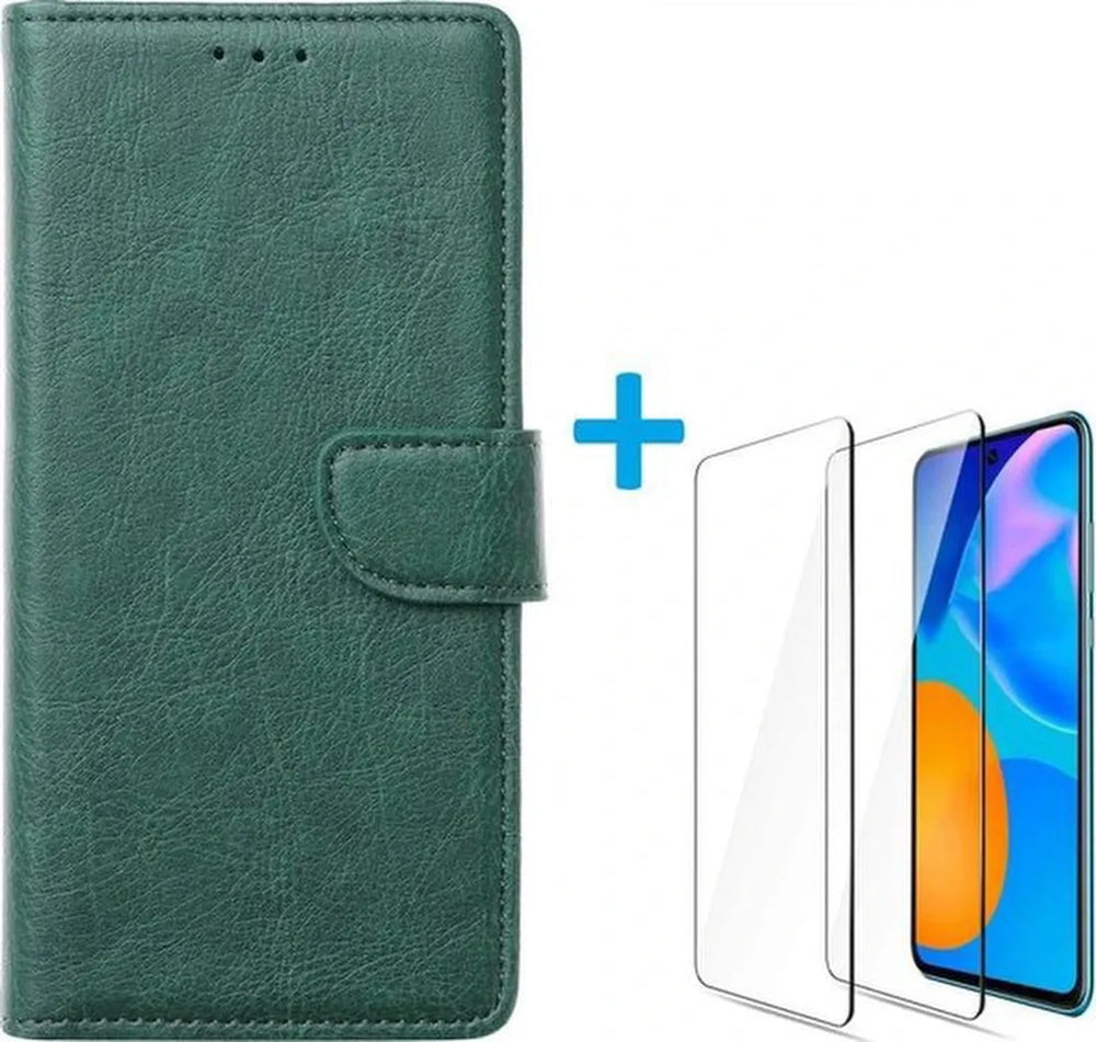 Huawei P Smart 2021 Hoesjes – Portemonnee Bookcase – Pasjeshouder – 2x Screenprotector – Groen-Ilumina Benelux