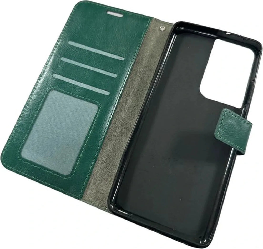 Samsung Galaxy S21 Ultra 5G Hoesjes – Portemonnee Hoes – Pasjeshouder – Magneetsluiting – Groen-Ilumina Benelux