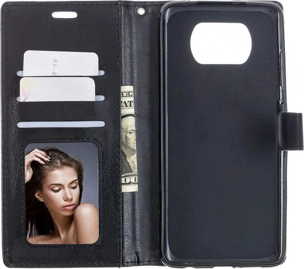 Xiaomi Poco X3/X3 Pro Hoesjes – Portemonnee Hoes – Pasjeshouder – 2x Screenprotector – Zwart-Ilumina Benelux