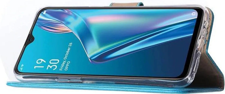 Oppo A12/A12S Hoesjes – Portemonnee Bookcase – Magneetsluiting & Pasjeshouder – Incl. 2x Screenprotector – Turquoise-Ilumina Benelux