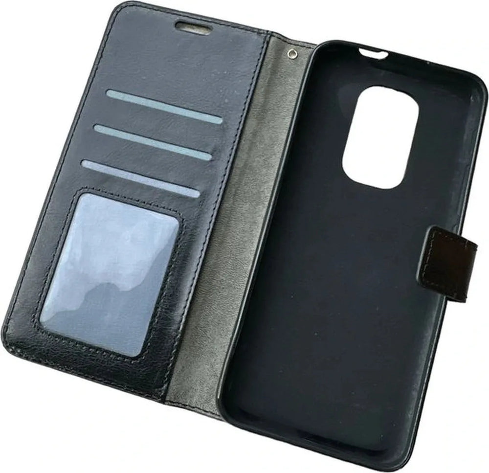 Motorola Moto G9 Play & E7 Plus Hoesjes – Portemonnee Bookcase – Pasjeshouder – 2x Screenprotector – Zwart-Ilumina Benelux