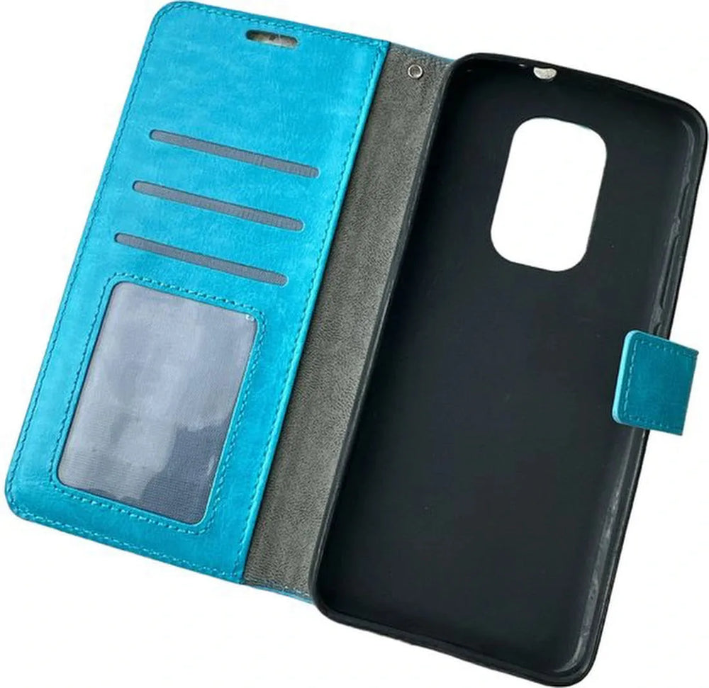 Motorola Moto G9 Play & E7 Plus Hoesjes – Portemonnee Bookcase – Pasjeshouder – 2x Screenprotector – Turquoise-Ilumina Benelux