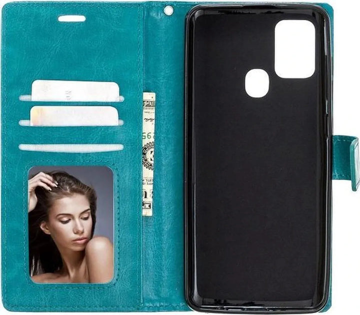 Samsung Galaxy M31S Hoesjes – Portemonnee Hoes – Pasjeshouder – Magneetsluiting – Turquoise-Ilumina Benelux