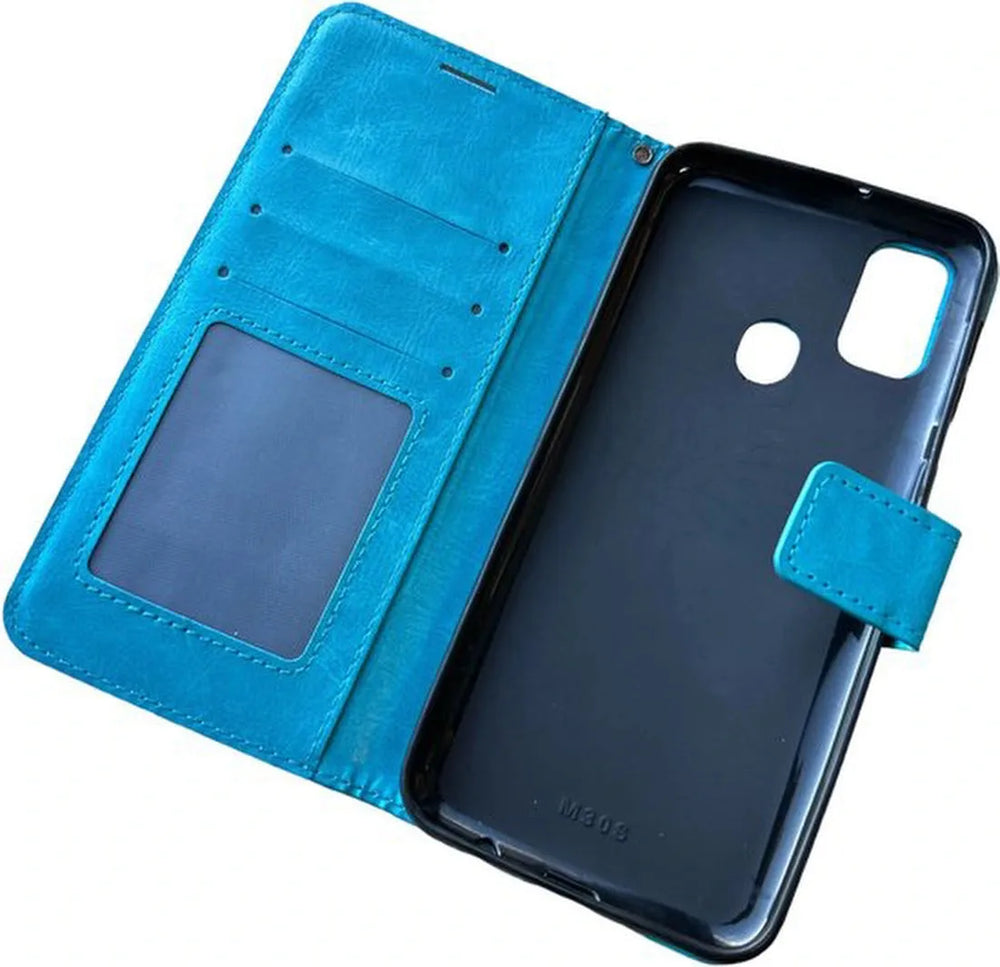 Samsung Galaxy M31S Hoesjes – Portemonnee Hoes – Pasjeshouder – Magneetsluiting – Turquoise-Ilumina Benelux