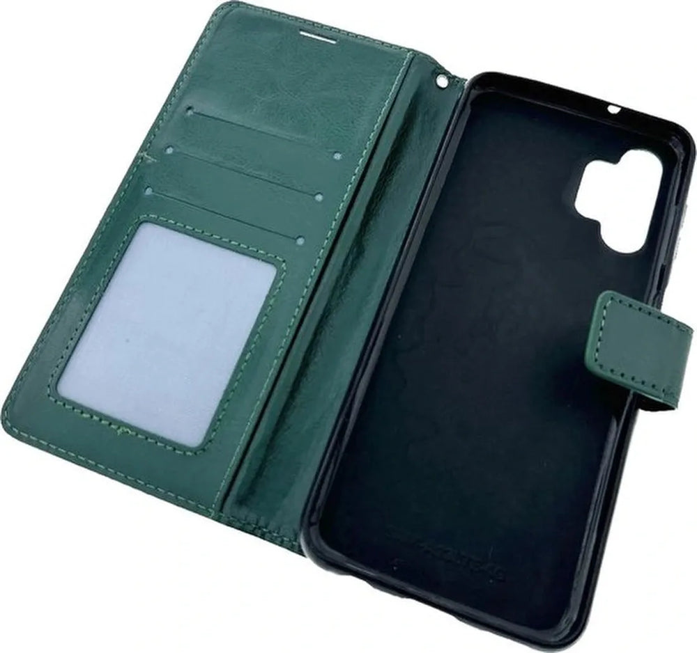 Samsung Galaxy A32 5G Hoesjes – Portemonnee Hoes – Pasjeshouder – 2x Gehard Glas Screenprotector – Groen-Ilumina Benelux
