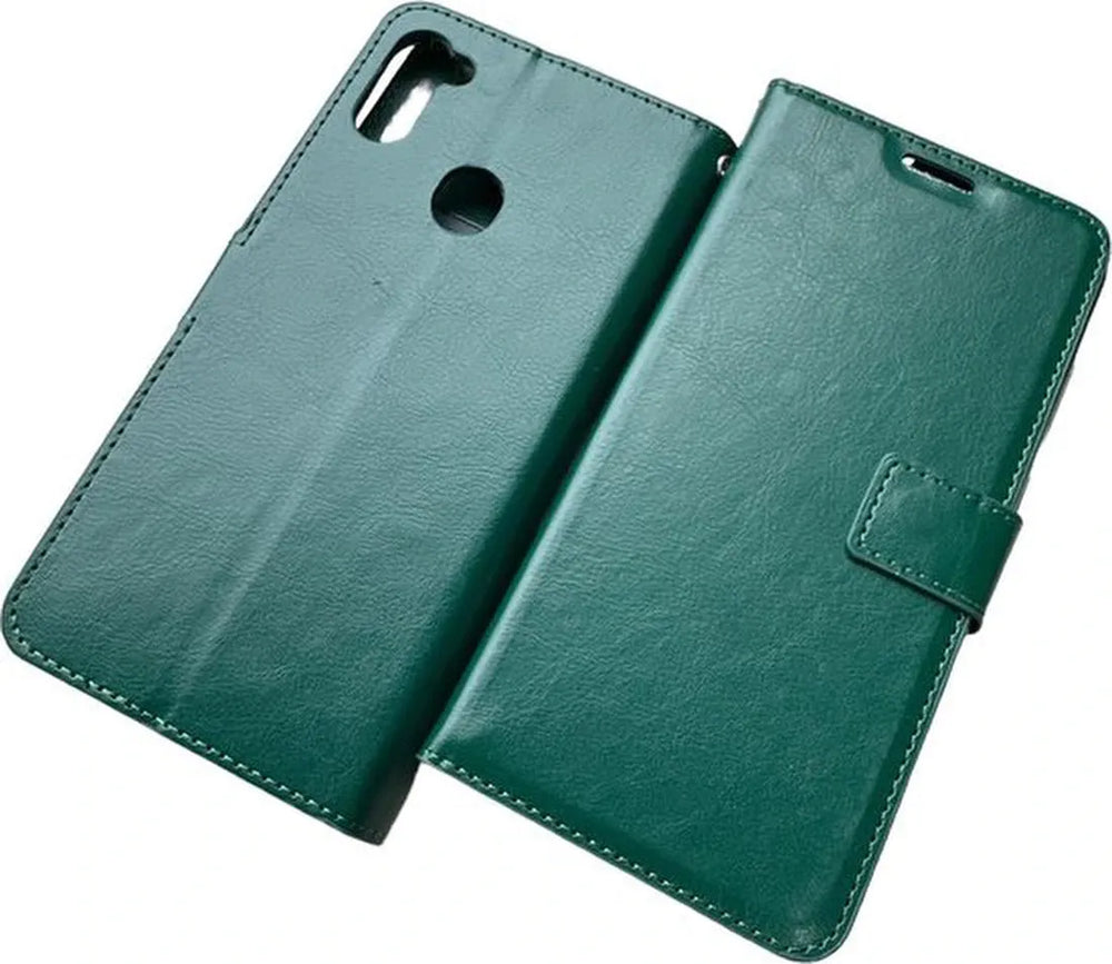 Samsung Galaxy M11 Hoesjes – Portemonnee Hoes – Pasjeshouder – Magneetsluiting – Groen-Ilumina Benelux