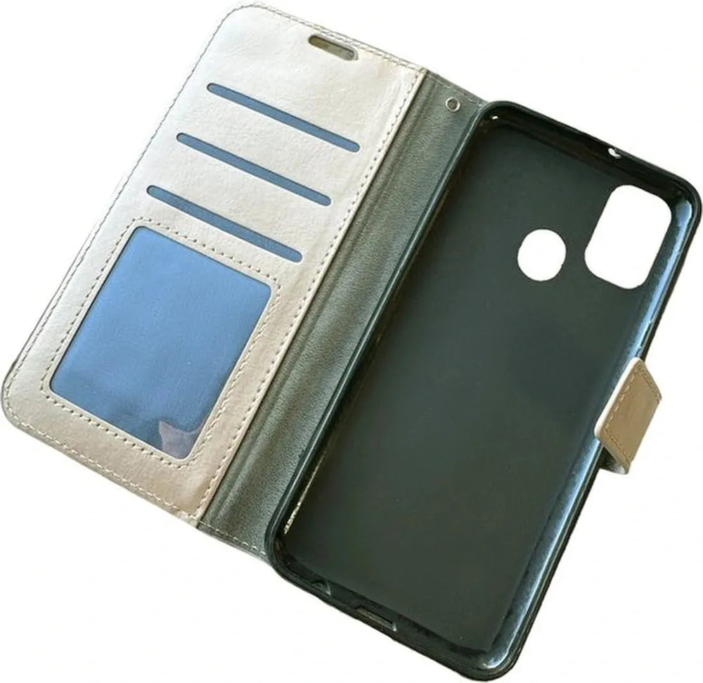 Samsung Galaxy M31S Hoesjes – Portemonnee Bookcase – Pasjeshouder – Magneetsluiting – Goud-Ilumina Benelux