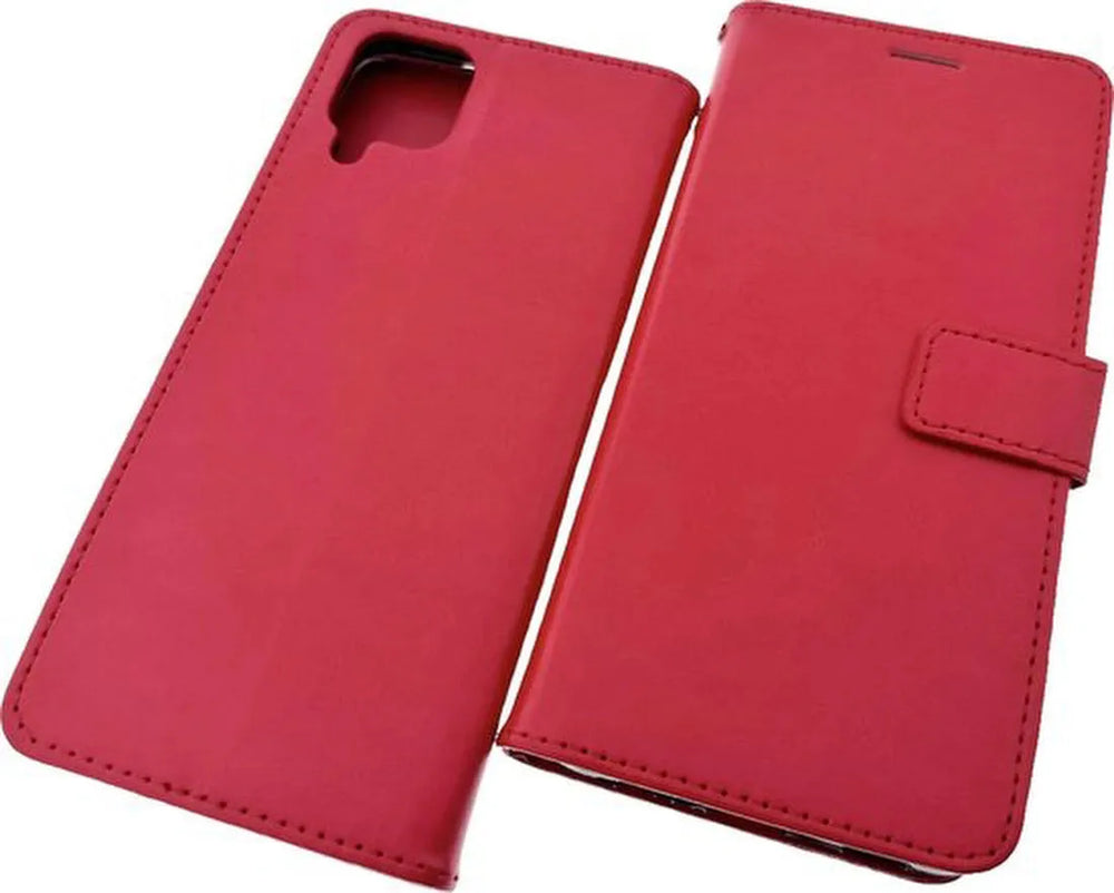 Samsung Galaxy A42 5G Hoesjes – Bookcase Portemonnee – Pasjeshouder – 2x Gehard Glas Screenprotector – Bordeaux-Ilumina Benelux