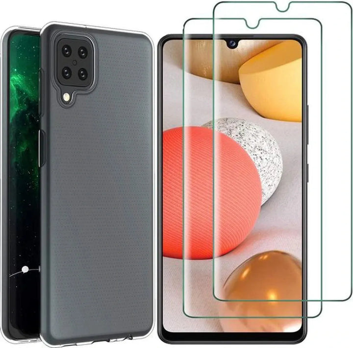 Samsung Galaxy A12 Hoesjes – Transparante TPU Siliconen Backcover – Soft Case – Inclusief 2x Screenprotector-Ilumina Benelux