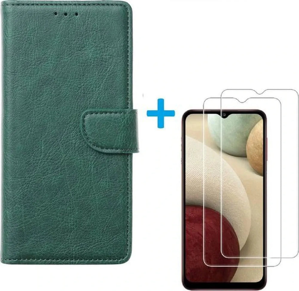 Oppo A12/A12S Hoesjes – Bookcase Portemonnee Hoes – Magneetsluiting – Inclusief 2x Screenprotector – Groen-Ilumina Benelux