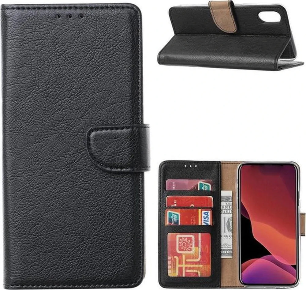 Huawei P Smart 2021 Hoesjes – Bookcase Portemonnee Hoes – Pasjeshouder – 2x Screenprotector – Zwart-Ilumina Benelux