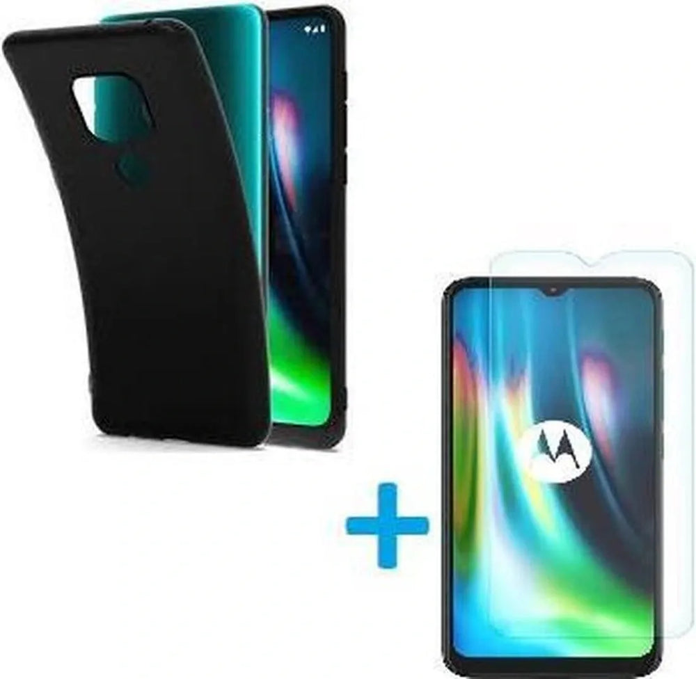 Motorola Moto G9 Play & E7 Plus Hoesjes – Soft TPU Siliconen Backcover – Inclusief 2x Screenprotector – Zwart-Ilumina Benelux
