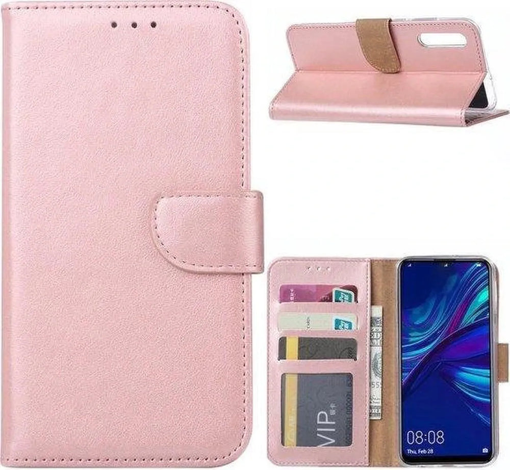Huawei P Smart S Hoesjes – Bookcase Portemonnee Hoes – Magneetsluiting – Pasjeshouder – Roségoud-Ilumina Benelux