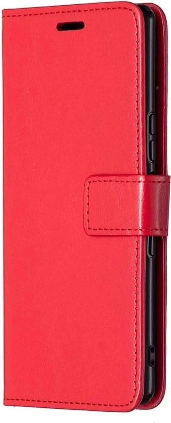Sony Xperia 5 II Hoesjes – Bookcase Portemonnee Hoes – Magneetsluiting – Rood – Inclusief 2x Screenprotector Gehard Glas-Ilumina Benelux