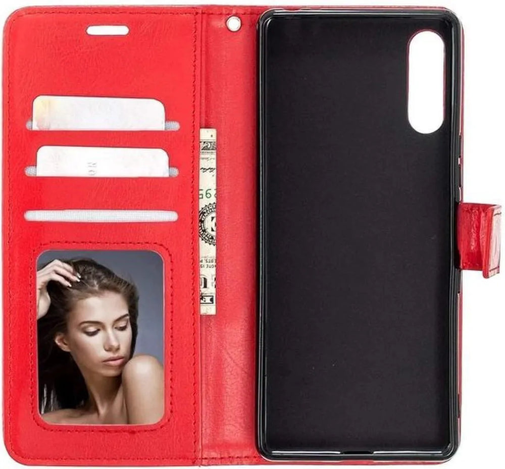 Sony Xperia 5 II Hoesjes – Bookcase – Magneetsluiting – Standfunctie – Rood-Ilumina Benelux