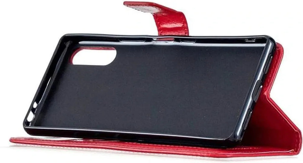 Sony Xperia 5 II Hoesjes – Bookcase – Magneetsluiting – Standfunctie – Rood-Ilumina Benelux